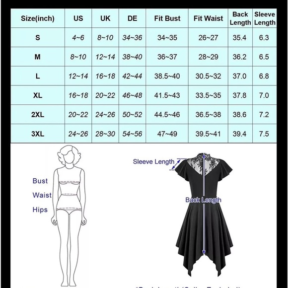 SCARLET DARKNESS Gothic Dress Lace Top Asymmetrical Hem medium NWT - Picture 7 of 10